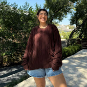 Crewneck Cable-Knit Sweater - Chocolate