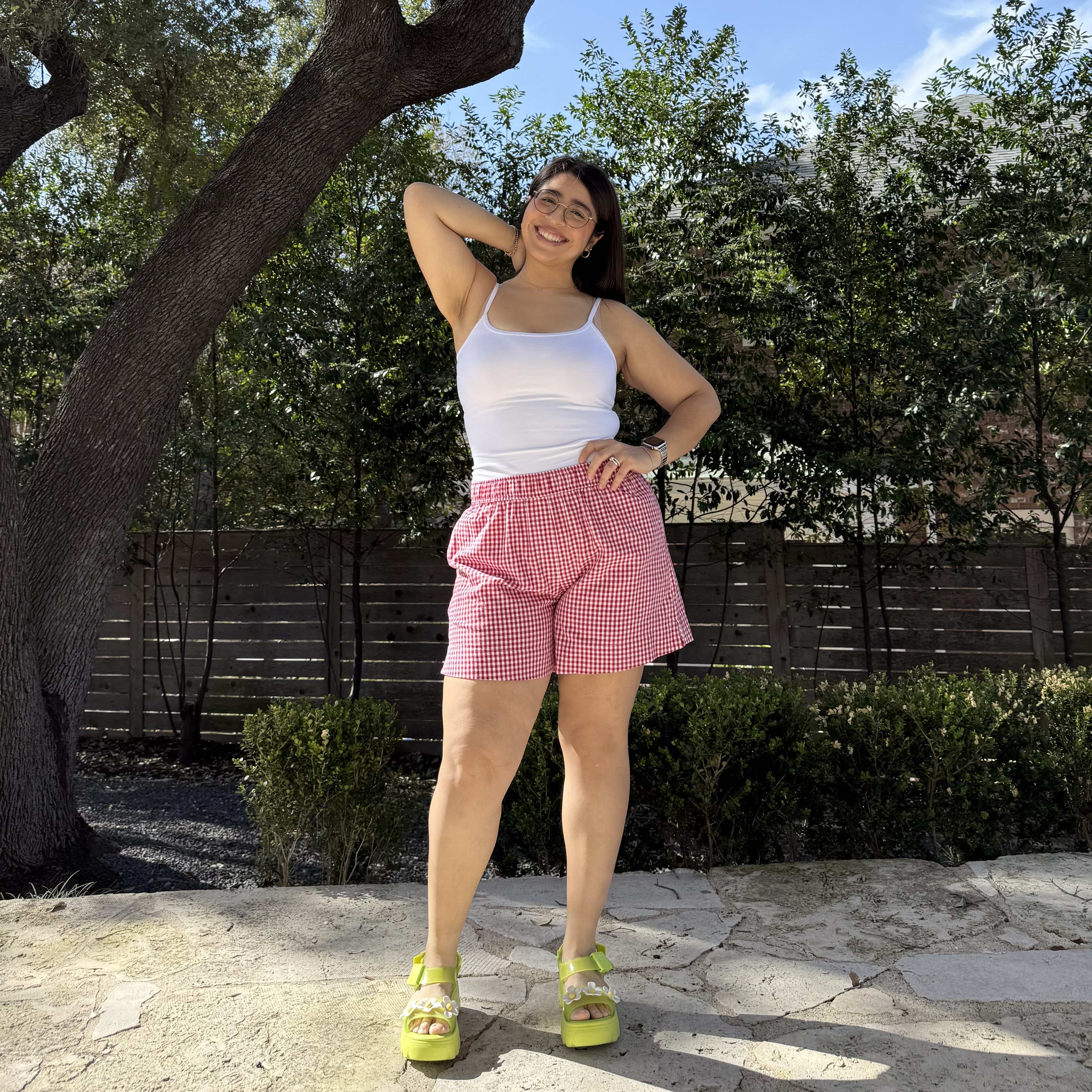 Summer Gingham Shorts - Tomato