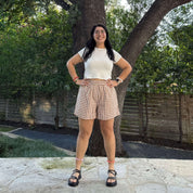 Summer Gingham Shorts - Chestnut *Clearance Sale*