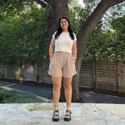 Summer Gingham Shorts - Chestnut *Clearance Sale*