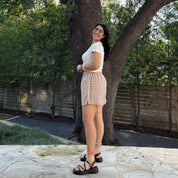 Summer Gingham Shorts - Chestnut *Clearance Sale*