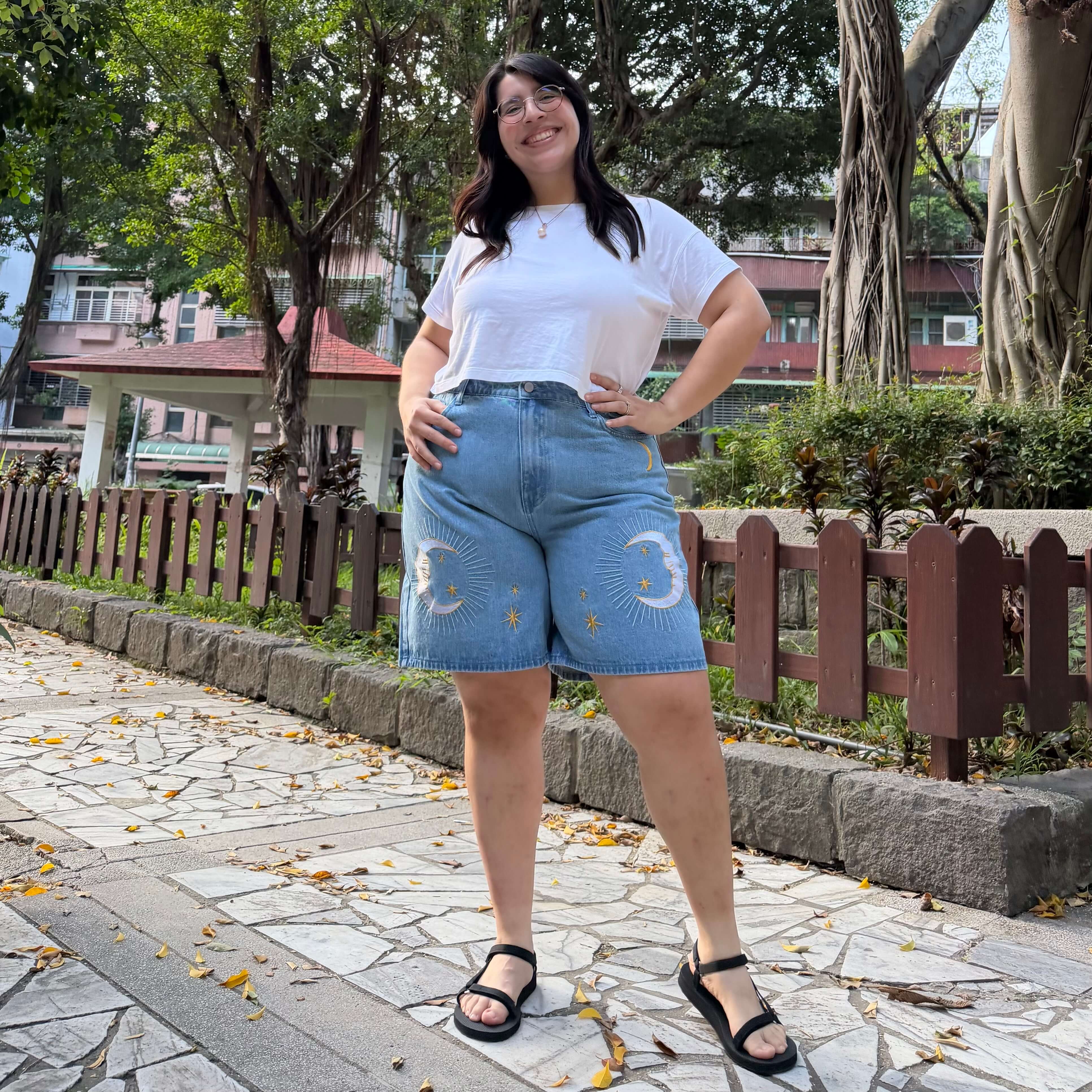 Celestial Denim Shorts - Light Wash